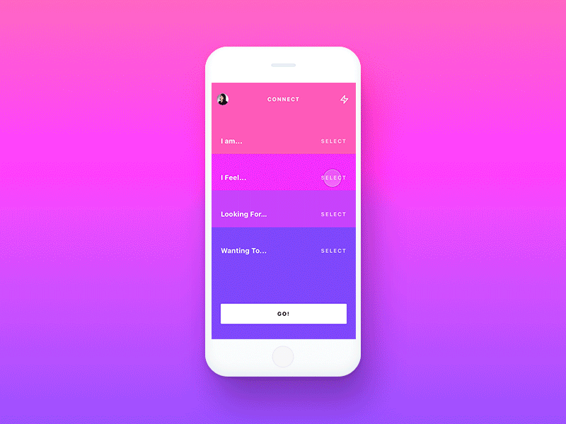 List Selection Animation animation app candy color design interface list pink selection ui ux
