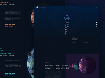 Exoplanetas Website concept branding dark design fui future galaxy planets poster typography