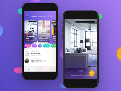 Home Rental app candy color design home interface ios rental ui ux violet