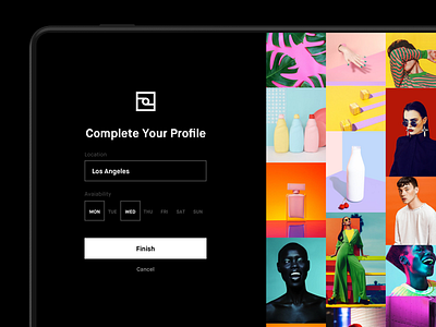 Foto App - Complete Your Profile app black bold clean colorful dark design interface minimal photography ui ux