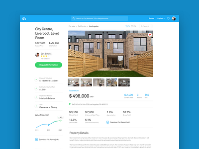 Real Estate - Details app blue card design home house interface real estate ui ux web