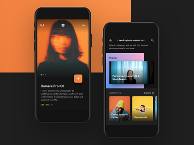 Photography - Categories app blue bold clean design interface ios minimal orange photography ui ux