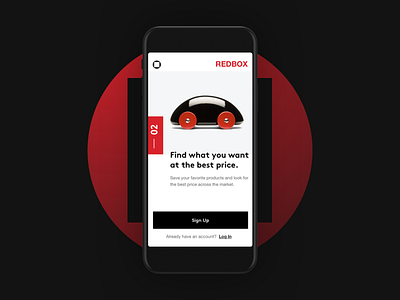 Redbox app black bold clean design interface ios minimal photography red ui ux