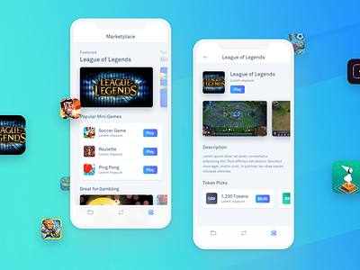 Marketplace app clean color design games interface ios marketplace ui ux white