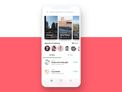 Fin your next home - Explore app clean design home interface ios rental simple ui ux white