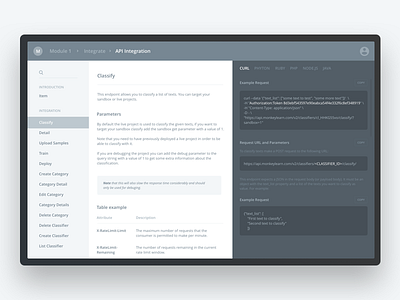 Monkeylearn   API Documentation Wireframe