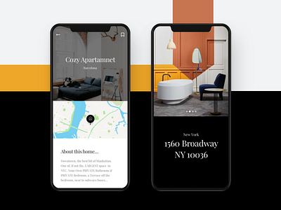 Rental Home app black bold design home interface ios minimal rent ui ux