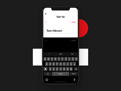 Sign Up app bold clean design interface ios minimal red signup ui ux