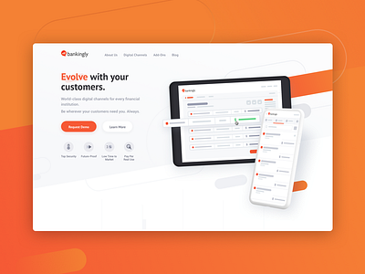 Bankingly app bank clean design digital interface orange ui ux web website