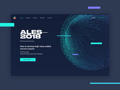 Ales 2018 branding dark design education fui innovation landing modernism typography web