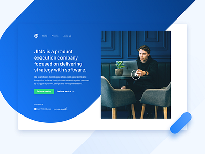Jinn Landing blue cards clean design green interface ui ux web website