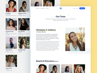 Our Team blue clean design interface minimal team ui ux web website white yellow