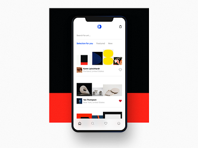 Find Art app art black blue bold clean color design feed gallery interface ios minimal rectangle red simple ui ux white
