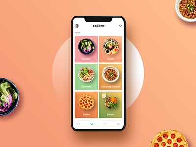 Explore Food app clean colors design explore food foodapp healthy interface ios minimal pastel ui ux white
