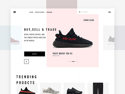 Trade black bold clean color design interface minimal red simple typography ui ux web website white