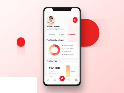 Deals - Profile app cards clean deals design discover groceries hellohello icon interface ios onboarding profile red ui user ux