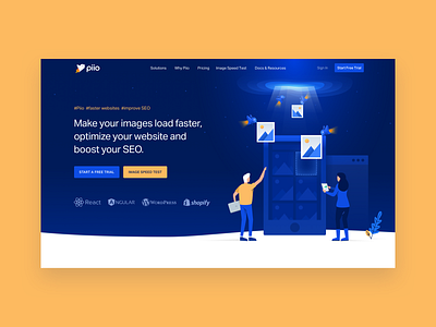 Piio app birds blue branding clean dark blue design exploration hellohello home illustration images landing piio portal ui ux web website yellow