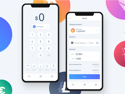 Wallet app bitcoin bitcoin wallet blockchain blue clean design hellohello interface ios minimal money payment send share simple ui ux wallet white