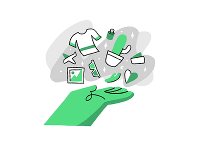 Empty State clean design devices empty state green hand hellohello illustration items marketing marketplace placeholder simple things ui ux vector