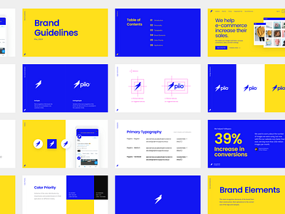 Piio Branding blue bold brand brandbook branding clean deck design hellohello layout minimal piio web website yellow