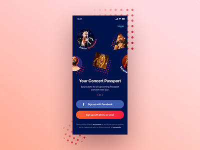 Concert app artists blue bold colorfull concert design geometric hellohello interface music musician passport red ui ux