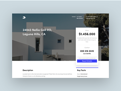 Real Estate blue bold clean design hellohello house information interface layout minimal modern sell simple ui ux web website white