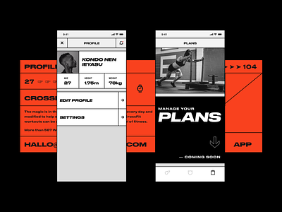 4fit app black bold clean crossfit design grotesque hellohello interface lines minimal plans profile red simple ui ux white workout