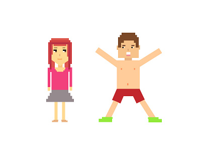 pixel boy and girl