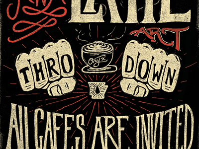 Droppin W's arkansas blkboxlabs coffee fist flyer hand lettering latte onyx poster texture type typography