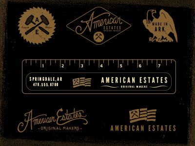 American Estates america american estates arkansas badge blkboxlabs branding eagle furniture hand lettered logo typography