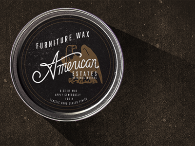 American Estates Wax black branding eagle furniture gold hand hand lettered handcrafted logo packaging wax on wax off wax tin
