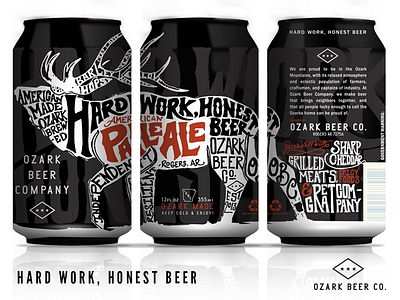OBC Cans arkansas beer branding brew craft beer hand lettered hard work honest beer logo obc ozarks typography
