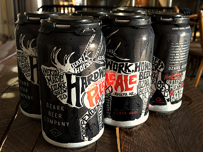 OBC Cans beer brew cans hand lettered ozark beer packaging typography