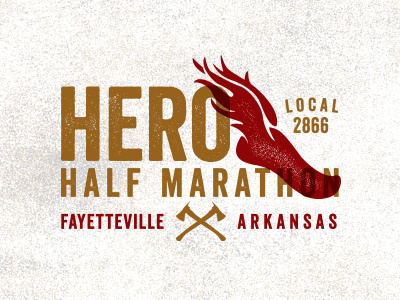 Marathon branding fire fire fighter foot hero logo marathon