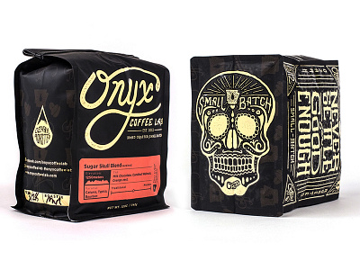 Onyx Coffee Bags arkansas branding coffee hand lettered logo onyx ozarks packaging skull type typography