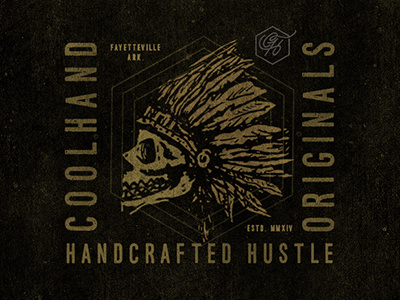 Coolhand Originals branding ch hand lettered logo monogram motorcycle script skull texture typography vintage
