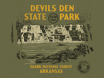 Devils Den arkansas devils den hiking illustration national parks outdoors shirt state parks vintage