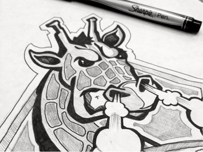 Giraffe's Logo angry baseball branding giraffe hand drawn illustration logo rough sketch