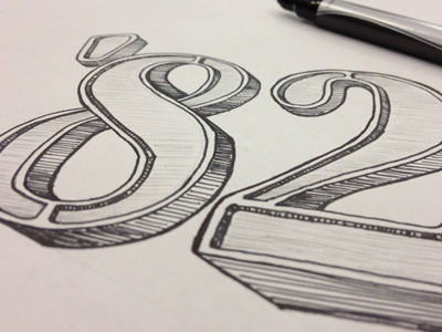 82 82 black and white brand hand lettered identity numbers sketch typography year