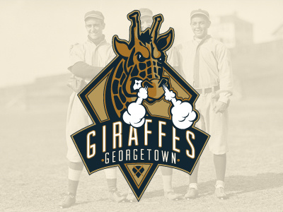Giraffe Baseball angry animal badge baseball blue brand giraffe gold identity logo mascot retro typography vintage