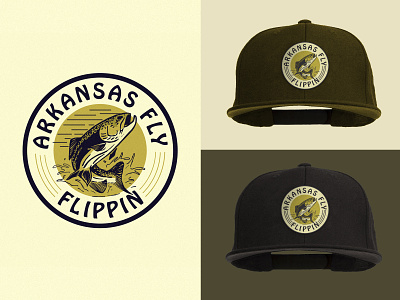 Arkansas Fly Badge Copy arkansas badge branding fly fishing hat design illustration logo snapback vintage