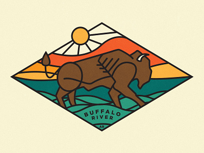 Buffalo River arkansas badge buffalo hickory design co illustration retro texture vintage