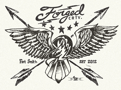 Forged Shirt americana arrows black eagle forged hand lettered identity illustration logo shirt stars texture white