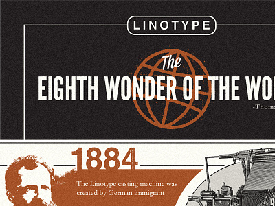 Linotyoe Infographic globe infographic linotype printing texture vintage world