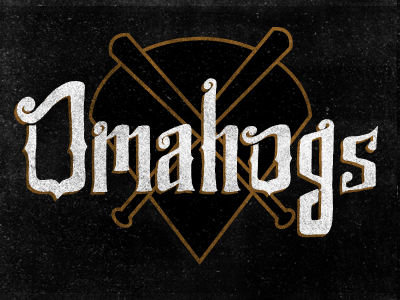 Omahogs (Gif) arkansas baseball black cws gold hand lettered omaha retro texture vintage white