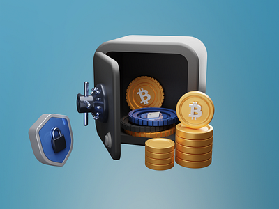 Crypto Locker 3D 3d animation app blender branding crypto design graphic design illustration locker logo motion graphics ui