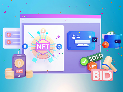 Nft Platform Website 3D Illustration 3d animation app blender branding design graphic design illustration logo ui