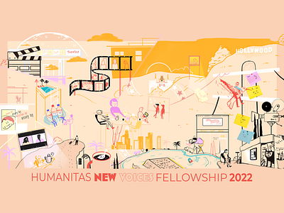 Website Banner for New Voices Fellowship Program branding fun graphic design illustration illustrationbanner illustrator losangeles lyndseylesh typography vibrant