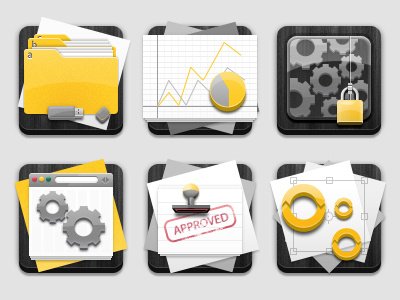 Icon Set WIP calendar chart clock cogs icon stamp ui usb website