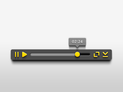 Video player bar buttons interface pause player progression shadows sound time ui video yellow